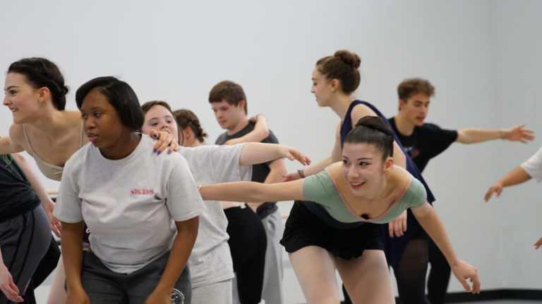 Students Dancing in Ballet studio
