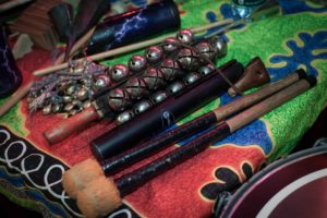 Various musical instruments.