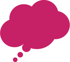 an icon of a pink thought bubble.