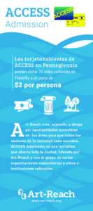 Front Of ACCESS Admission Rack Card. Click "Spanish" Link for screen reader friendly version