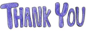Purple letters that spell out Thank You