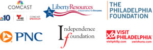 Block of Sponsorship logos: Comcast, Liberty Resources, The Philadelphia Foundation, PNC, Independence Foundation and Visit Philly