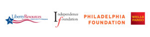 Logos of Liberty Resources, Independence Foundation, Philadelphia Foundation, Wells Fargo