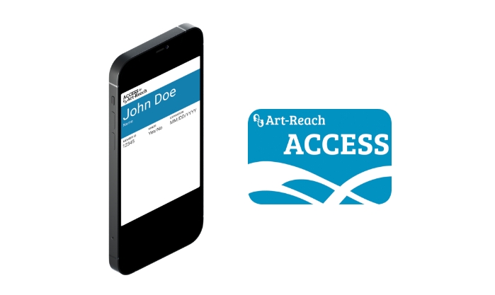 the physical Art-Reach Access card and the digital access card displayed on a smart phone