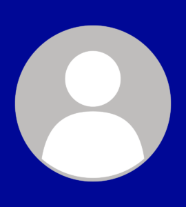 Dark blue background with gray circle and white figure graphic.